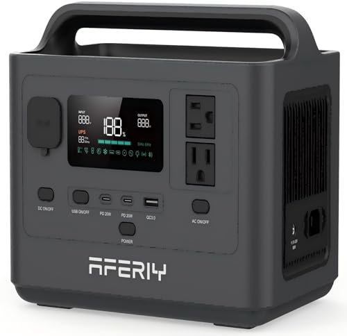 AFERIY 400W Tragbare Powerstation, 256Wh LiFePO4 Batterie, 1,2 Stunde Schnellladung, 5 Anschlüsse, Sinuswellen 230V, USV, Solargenerator für Camping, RV, Outdoors