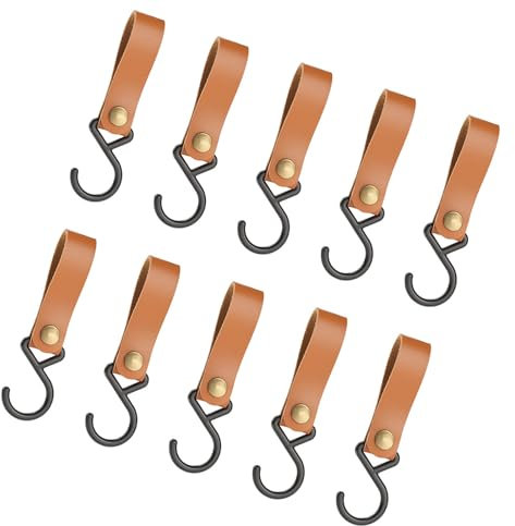 QIIIMSLSS S Geformte Haken PU Leder 125x33mm Wäscheleine Haken Multifunktional Zum Aufhängen Von Kleidung Und Taschen 4 Farben 10pcs