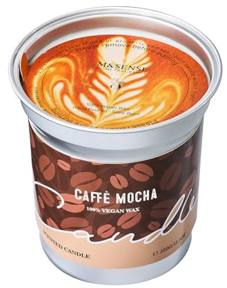M&SENSE Candele Profumate al Caffè Mocha e Cioccolato, 350g | Durata 73 Ore | Non Tossica per Casa/Ufficio | Idee regalo donna o Regali di Natale