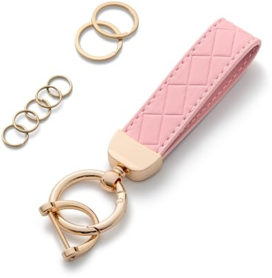 AOKSUNOVA Llavero de piel para coche para mujer, rosa-1, talla única