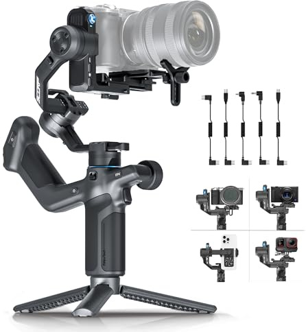Feiyutech SCORP Mini 3 Kit [OFFICIAL] AII-IN-ONE 3 Axis Gimbal Stabilizer for Mobile Phone/Mirrorless/Action Camera,Smartphone,2KG(4.4 lbs) Payload,AI Tracking 4.0,Phone Clamp with Cooling Fan