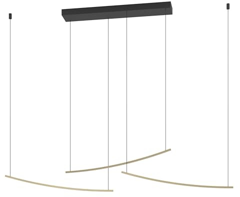 EGLO LED Hängelampe Seilsystem Vileggi, Esstisch Pendelleuchte dimmbar | Deckenlampe hängend mit Dip Switch, Esszimmerlampe aus Metall in Messing, warmweiß - kaltweiß, 3600 Lumen
