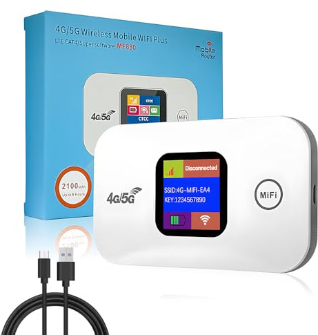 Mobiler WLAN Router, LTE Router, 300 Mbit/S 4G Router, WiFi Router mit SIM Kartensteckplatz, LED Anzeige, Tragbares WLAN für Unterwegs Ohne Vertrag, Verbinden Sie Bis zu 10 Geräte