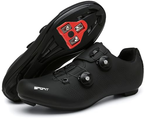 PENXZT Chaussures de Cyclisme pour Hommes, Chaussures D'équitation sur Route Compatibles Look SPD SPD-SL Delta avec Crampons Antidérapants Vélo Chaussure,Noir,40 EU