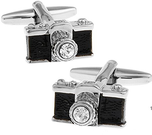 Ashton and Finch Gemelli per Fotocamera con Lente in Cristallo Nero e Argento in Una Lussuosa Scatola di Presentazione. novità per Tema di Lavoro Fotografico