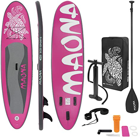 ECD Germany Tavola Gonfiabile Paddle Board Stand Up Maona (SUP) 308 x 78 x 10 cm Rosa Diversi Modelli Pagaia in PVC Include Pompa Borsa da trasporto e Accessori Surfboard Tavola Paddle Surf Board Rosa
