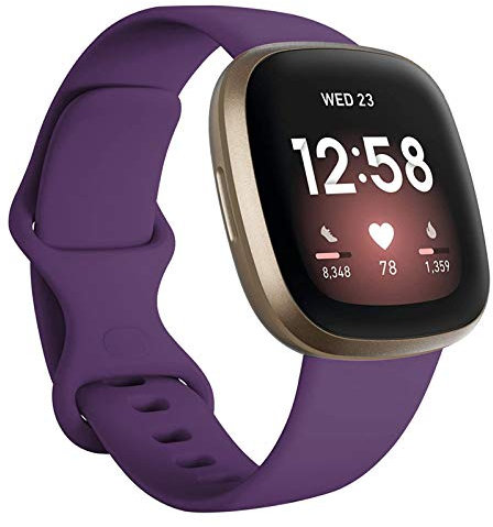 FunBand kompatibel mit Fitbit Versa 4 /Fitbit Versa 3 /Sense Armband, Weiche Silikon Sport Ersatzarmband Ersatz Band für Fitbit Versa 4 /Fitbit Versa 3 /Sense Smart Watch (1 Packung,Lila)