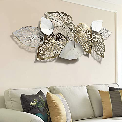 WEP Kreative Handgemachte Blätter Wanddekoration Aus Metall, Vintage Dekoration 3D Handgemachte Metallwandkunst Für Wohnzimmer Hotel Hintergrund Wandverzierungen