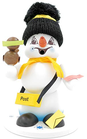 Kuhnert - Erzgebirgische Holzkunst Räuchermann Räucherfigur Schneemann 19cm - Postbote