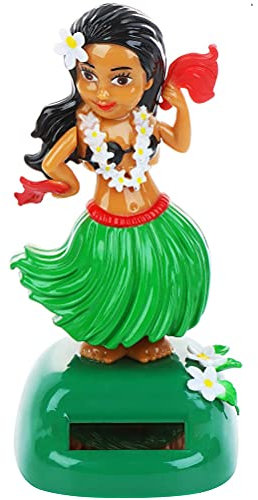 Stylebest Swing Dance Hawaiian Hula Girl Ornament, Dashboard Solar Powered Hawaiian Hula Shaking Head Dancing Toy, Figure Doll Home Car Interior Decorations
