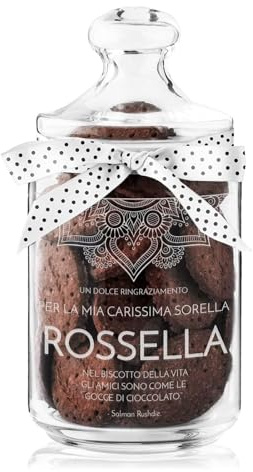 Maverton Biscottiera in vetro, capienza 1L, incisione personalizzata | Chiusura ermetica, dimensioni 21 cm x 8,5 cm, perfetta idea regalo per la Donna, ti ringrazio