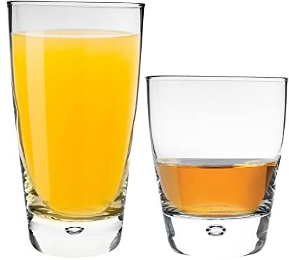 Bormioli Rocco Luna 8 Piece Glassware Set - Classic Water Juice Highball Tumbler Glasses - Small - Clear