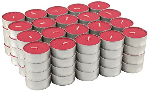 Pack de 80 Velas de Té Perfumadas, Duración de 4.5 Horas, Ideales para Aromaterapia, Decoración y Relax (Aroma de Frutos Rojos)