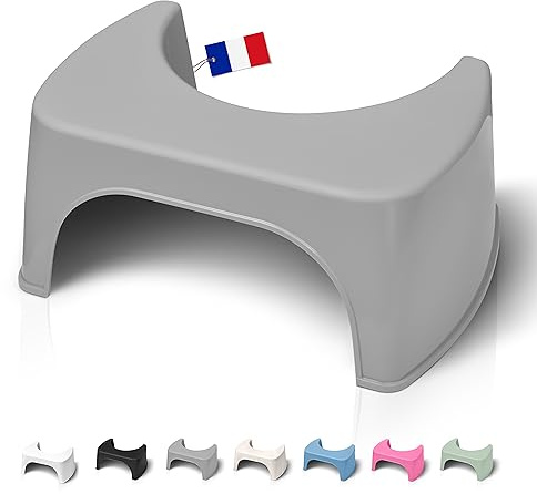 Sgabello da toilette fisiologico grigio – Made in France in plastica riciclata – Walking piede WC per adulti – piccola panca poggia piede per adottare la posizione squatty anti stitichezza