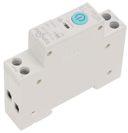 WIFI Smart Switch Disjoncteur Téléphone sans Fil Télécommande DIN35 Rail Cycle Timing Compte à Rebours Minuterie Fonction de Temps Télécommande Blanc Convient pour la Maison Intelligente(25A)