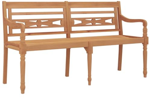 vidaXL Batavia Sitzbank Gartenbank Parkbank Balkonbank Terrassenbank Holzbank Bank Gartenmöbel Garten Terrasse Balkon 150cm Massivholz Teak