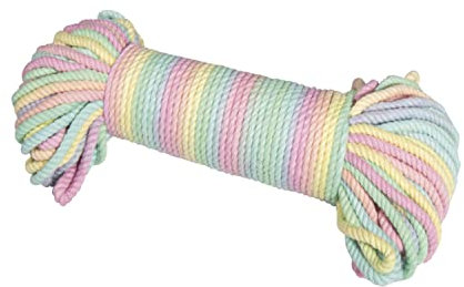 Rayher Makramee Garn, Regenbogen, 3 mm ø, regenbogen, Strang 30 m (ca. 110 g), Strickgarn, Häkelgarn, Textilgarn, Bastelgarn, 44006990