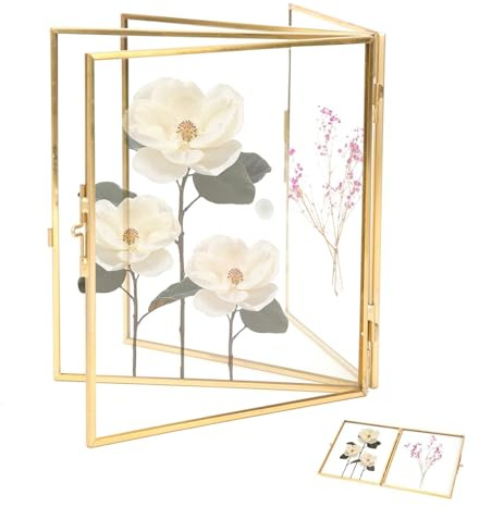 Rahmen Für Blumenpressen, Pflanze Probe Clip Rahmen Für Gepresste Blumen Pflanze Probe Clip Doppelter Glasrahmen Für Gepresste Blumen Pflanzenprobenhalter Gold Geometrische Ornament Bilderrahmen