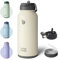 bottlebottle BOTTLE BOTTLE Edelstahl Trinkflasche 1L mit Strohhalm – Auslaufsichere Isolierflasche für Sport & Fitnessstudio, mit Pillenfach, BPA-frei, doppelwandig (Grau)
