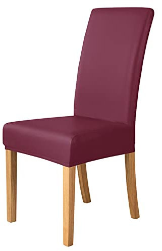 Leomix Satz von 2/4 PU-Stuhlhussen, Stretch-Kunstleder-Essstuhlschutz, wasserdichte und ölbeständige Sitzbezüge, für Esszimmer, Küche, Hotel, Bankett,F,2pack