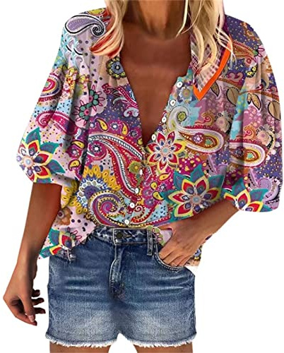 Women's Blouse Top Solid Stylish T-Shirts 80s Clothes, M