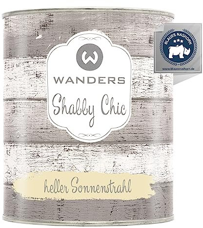 Wanders Shabby Chic - Vernice a gesso 750 ml - Luce di sole/giallo chiaro - Vernice per mobili da cucina e mobili senza fiocchi Chalk Paint, per legno e molto altro ancora, ad asciugatura rapida