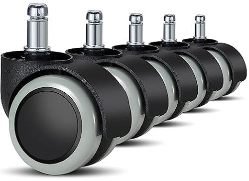 Ruedas para silla de oficina (juego de 5) – 10 mm/22 mm de repuesto para sillas de gaming, sillas giratorias, ruedas para sillas de oficina para proteger el suelo, ideal para parqué, laminado