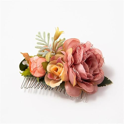 HXSCOO Braut Haarkämme Böhmen Hochzeit Blumen Frauen Stimulation Blume Haarnadeln Bräute Haarschmuck Grüne Kämme Haarnadel (Color : 2)