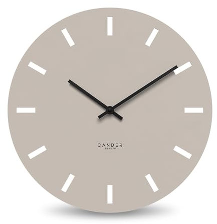 Cander Berlin MNU 2550 P XXL Wanduhr lautlos 50 cm ohne Tickgeräusche analog Wohnzimmer modern Vintage warmgrau groß