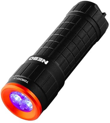 NEBO Torchy UV - UV Black Light Inspection Torch - Compact, Mini Battery Powered Portable Hand Torch with Ultra Violet Light for Manual Work & Close Inspection