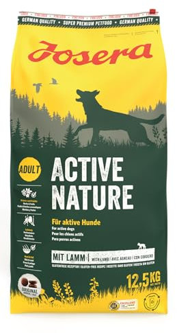 JOSERA Active Nature (1 x 12,5 kg) | Adult | Premium Trockenfutter für ausgewachsene aktive Hunde | Lamm & Reis | Hundefutter | 1er Pack