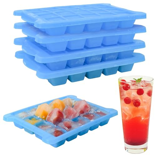 4 Pack Mini Ice Cube Trays for Freezer-Easy Release & Stackable | Small Ice Cube Trays with Lid-Tiny Ice Cube Tray for Mini Fridge with Freezer, Perfect for Cocktails,Whiskey,Juice & Baby Food