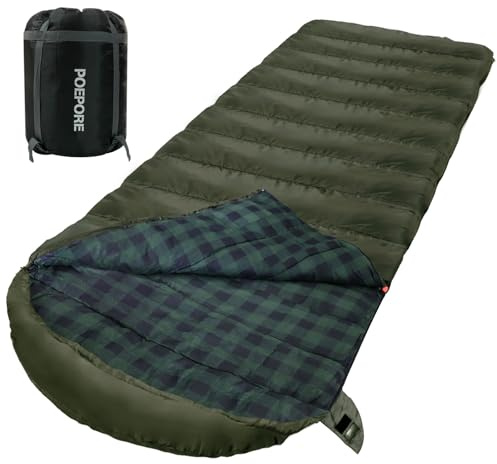 Poepore Schlafsack Outdoor Winter für Erwachsene Extra Breit 3-4 Jahreszeiten XXL Schlafsäcke Warmer Baumwolle Flanell Deckenschlafsack beim Camping Wandern Abenteuern 230 * 100CM