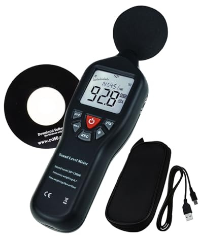Fonometro, Fonometro professionale con funzione di registrazione dati Misurazione ad alta precisione 30dB-130dB con display retroilluminato Compatto Con Velocità Di Risposta Rapida