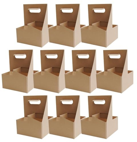 Holdes Portabebidas para entrega de alimentos, portavasos con asa | 10X portavasos de café,Transportador de cartón resistente, cajas de transporte de botellas de bebidas para servicio, Posavasos