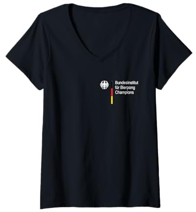 Damen Bundesinstitut für Bierpong Champions | Lustiges Bierpong T-Shirt mit V-Ausschnitt