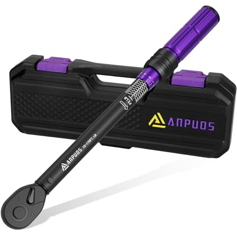 ANPUDS 1/2 Inch Drive Click Torque Wrench,10-170 Ft-Lb/13.6-230.5 Nm, Dual-direction Adjustable Torque Wrench with Dual Range Scales, 72 Tooth, ±3% High Precision for Moto, Car Maintenance