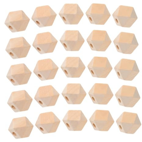 Tofficu 100stücke Naturfarbene Holzperlen Achteckig Unbehandelt Diy-abstandshalter Perlen Zum Basteln Für Kunsthandwerksprojekte