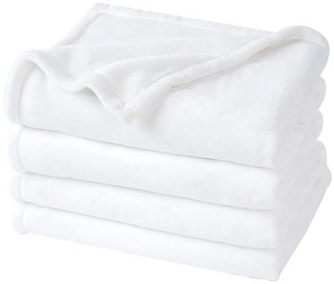 Highdi Couverture Polaire Plaid, Douillette et Douce, 70x100cm, Blanc