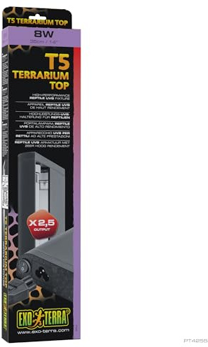 Exo Terra T5 Reptile UVB Fixture 35cm 8W, High‑Output Reptile UVB Light for Terrariums, Compact Reptile UVB Lighting System for Lizards, Turtles & Amphibians