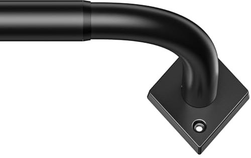 PESENP Curtain Poles for Eyelet Curtains - 85-228cm Black - 25mm Diameter Adjustable Metal Industrial Blackout Curtain Rods for Doors Windows