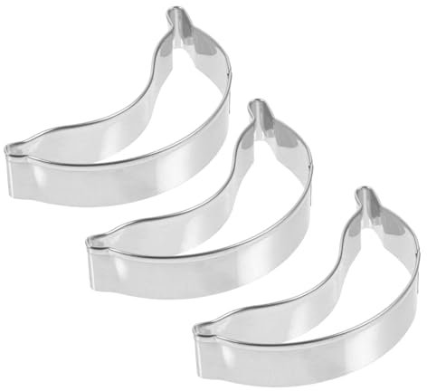 GRIRIW 3 Stück Edelstahl Ausstechformen Banane Kekse Backform Antihaftbeschichtet Selbstgemacht Dessert Fondant Kuchenform Für Backen Und Dekorieren