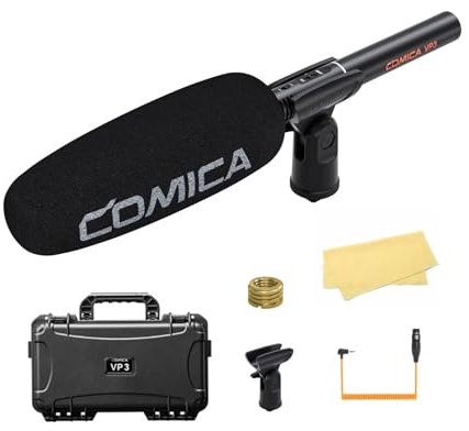 COMICA VP3 XLR Shotgun Microphone Compatible with Camera/Cinema Camera,Super Cardioid Directional Condenser Mic for Video Shooting, Location Sound, Live Streaming, Report and Podcasting