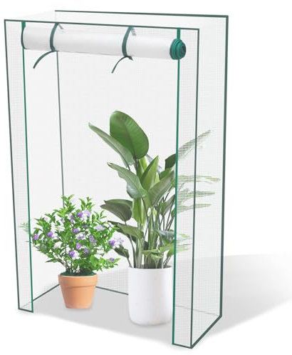 Serra per pomodori da giardino, 100 x 50 x 150 cm, con pellicola a griglia, per pomodori e piante da giardino, supporto per fiori non incluso