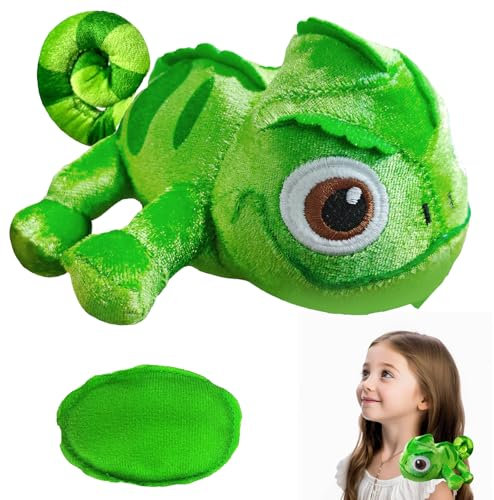 LUKIUP Figura de peluche de camaleón, muñeca de peluche con hombros pascales, lindo camaleón, juguete de peluche de lagarto, imán magnético, regalo para niños y niñas