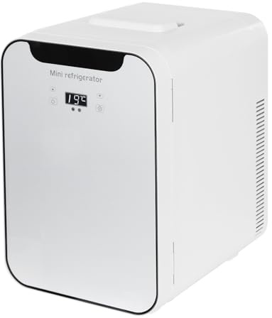 Brride Mini frigorifero 2 in 1 da 16 litri con funzione di raffreddamento e riscaldamento, piccolo frigorifero da 12 V DC/220 V AC per auto, uffici, dormitori, campeggio, contenitore frigo piccolo