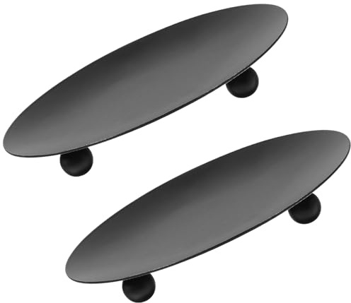 2 Pcs Candle Holder Plates, Round Metal Candle Holder Tray, Black Iron Decorative Candles Holders for LED & Wax Pillar Candles Holders, Decorative Iron Pillar Plates for Wedding,Christmas,Spa,3.6 Inch