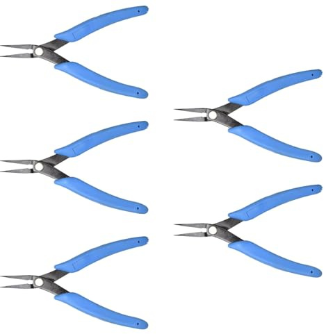 Pinze a punta fine in acciaio al carbonio da 12,7 cm, con manico antiscivolo, adatte per regolazioni intricate, accesso allo spazio stretto, leggere e portatili