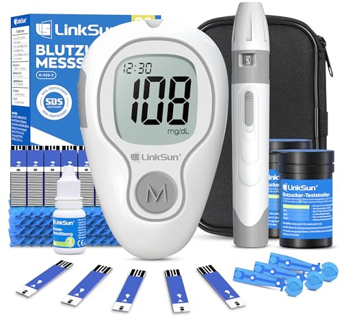 G-425-3 Glucometro Misuratore Glicemia,100 Strisce Reattive, 100 Lancinghe, Pennina Puntura, Soluzione di Controllo, Glucometro per Uso Domestico, mmol/L e mg/dL