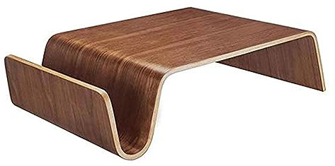 Table basse incurvée moderne en bois massif – Table d'appoint pour canapé et salon – Table basse pour salon, finition noyer (noyer)